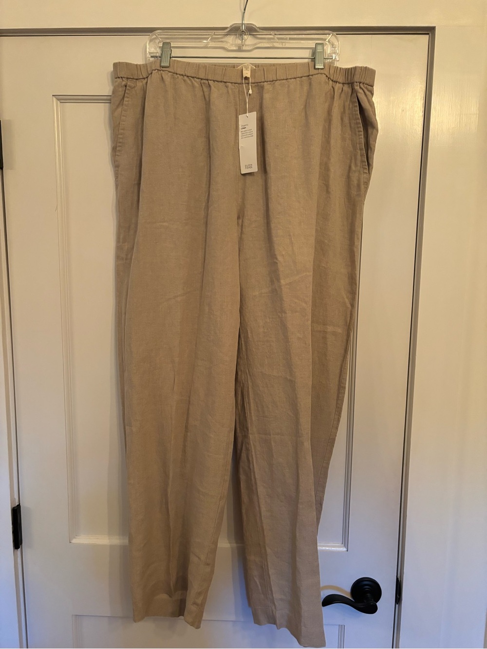 Eileen Fisher NEW Linen Wide Leg Pant Undyed Natural Elastic Waist Womens 1X - Picture 9 of 15